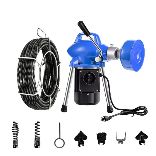 Free Sample for Wholesalers – GQ-75 Blue Electric Drain Cleaning Machine | 550W Motor | 27.5M Cable for Clogged Pipes